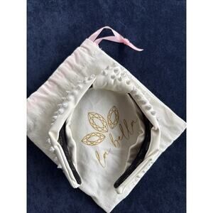 La Bella Headband White Beaded stud studded Embellished Knotted Neoprene